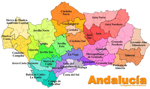 Map of Andalucia- Spain Tourist and map